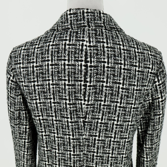 Chicos Additions Jacket 1 Womens 8 Medium Black White Plaid Lined Woven Blazer - Picture 8 of 14